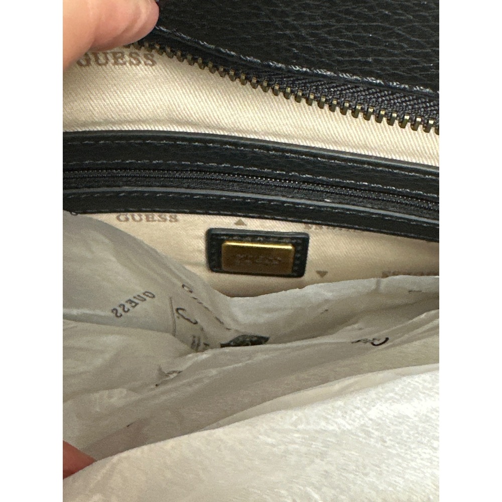 NWT Guess Silvana Satchel Black Quilted Crossbody Tote Bag Gold Hardware - Picture 6 of 6